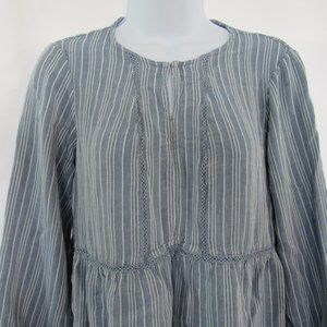 FEVER - Women's Size S, Blue & White Striped Top - Boho, Hippie, Peasant style